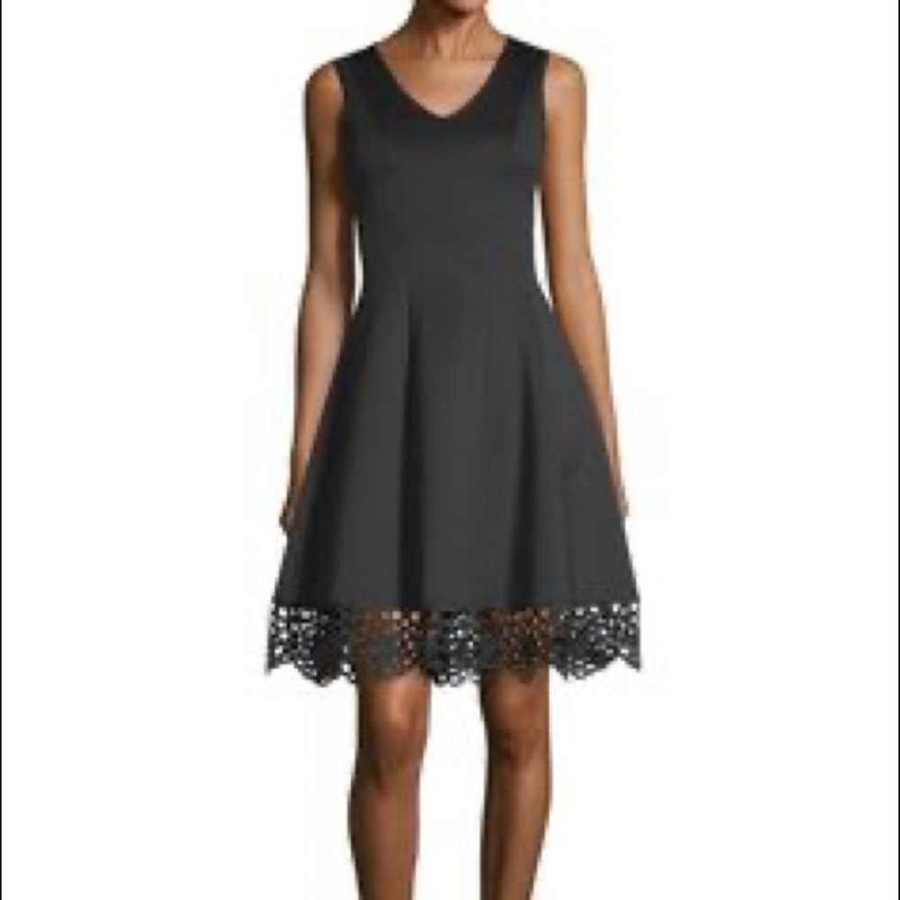 Black Neoprene with Lace Dress